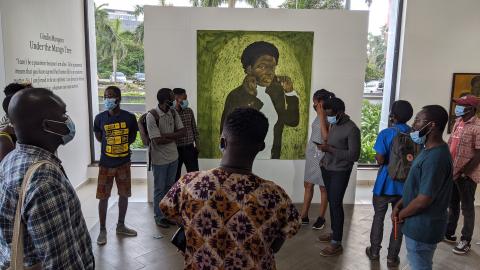 CritLab participants and facilitators visit ADA/ Contemporary Art Gallery in Accra on a site visit